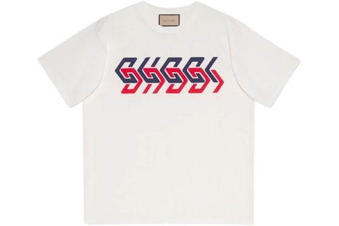 Gucci Mirror T-shirt a maniche corte con stampa logo Bianco/Rosso