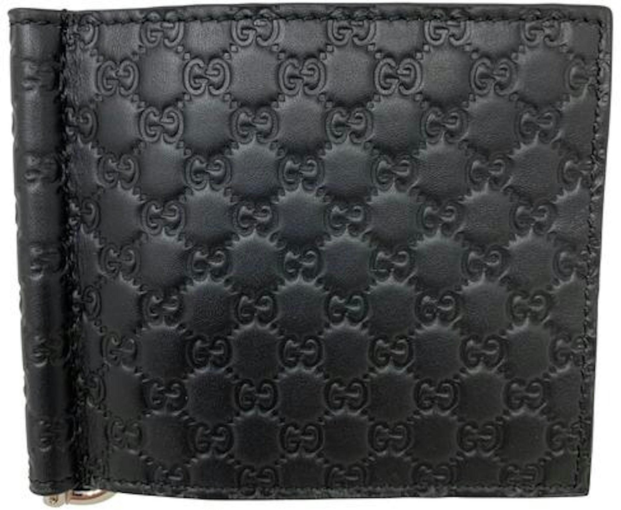 Jumbo GG money clip in black leather