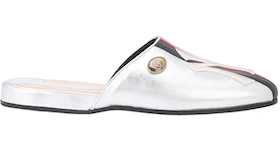Gucci NY Yankee Slippers Silver Leather