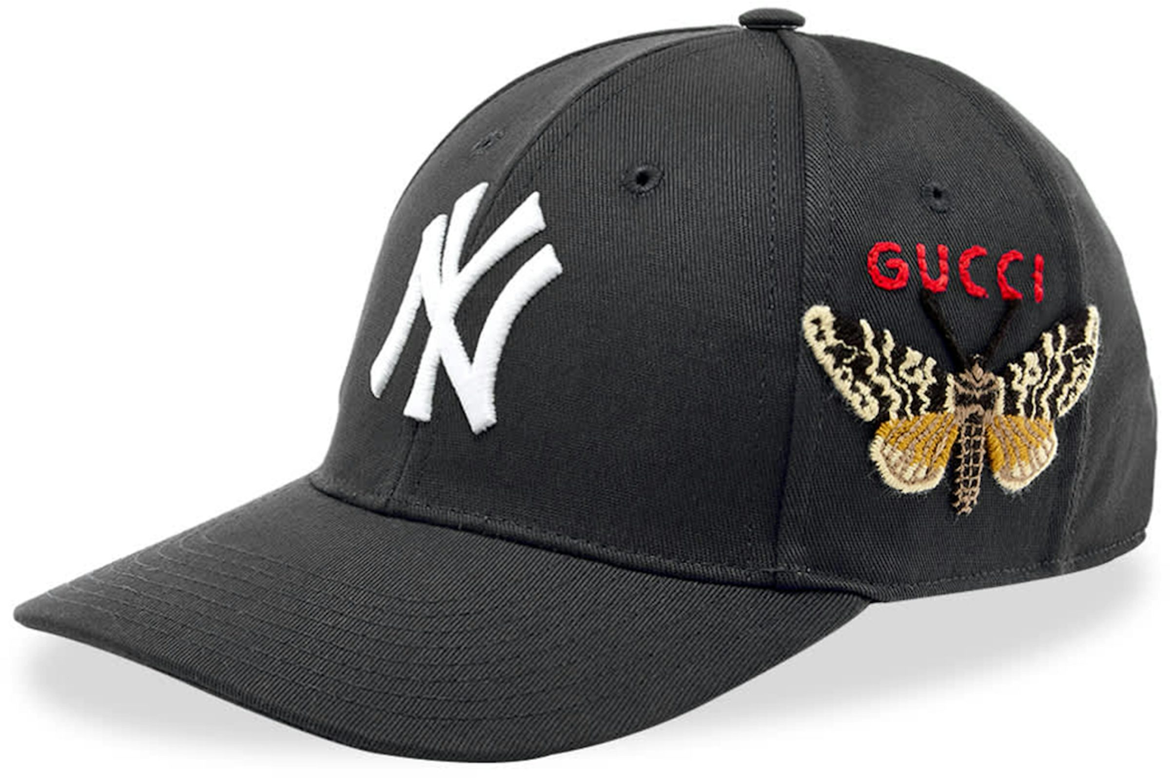 Gucci NY Yankees Embroidered Butterfly Baseball Cap Black Men\'s - US