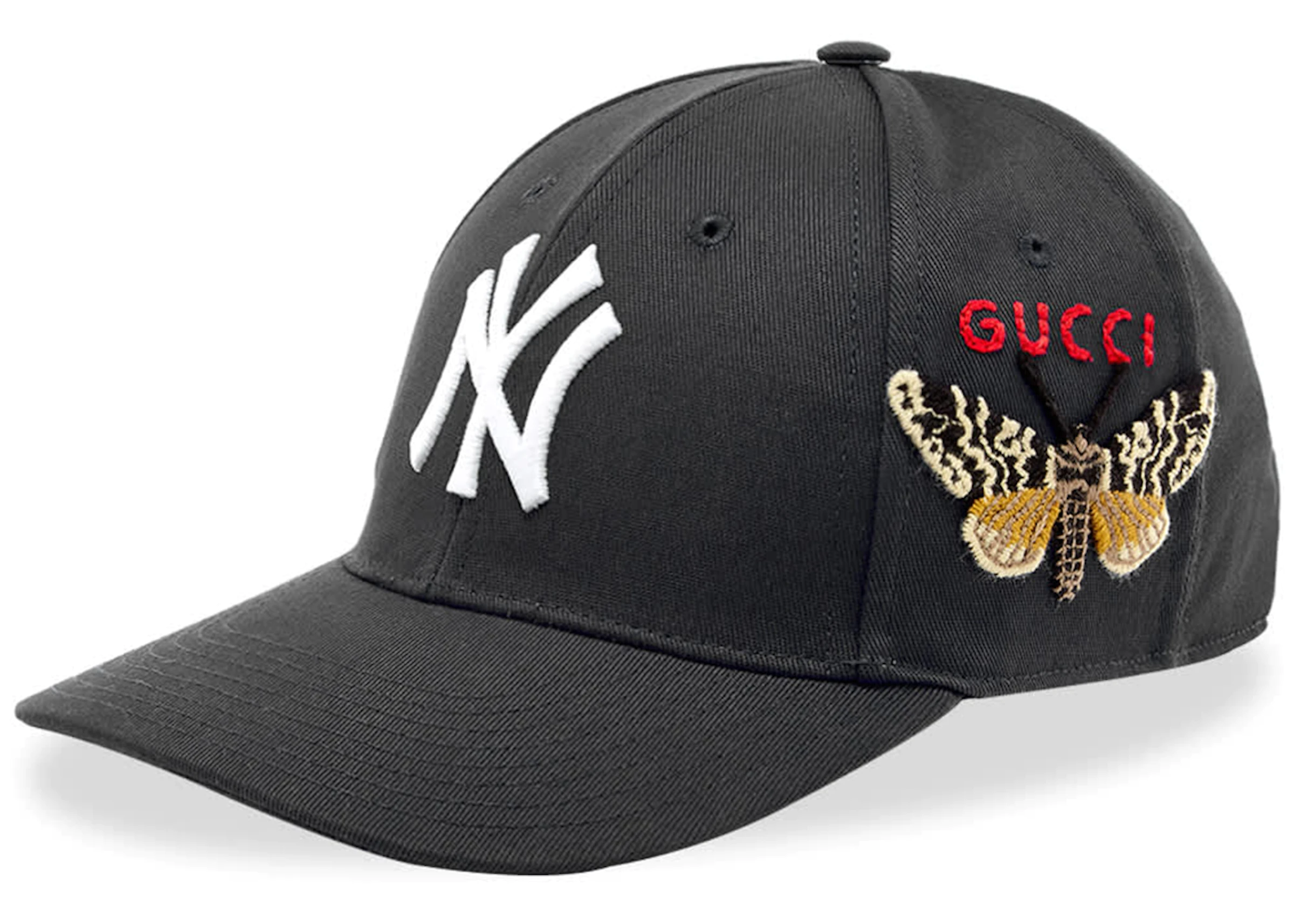 leeg Verlichten Kwaadaardig Gucci NY Yankees Embroidered Butterfly Baseball Cap Black - US