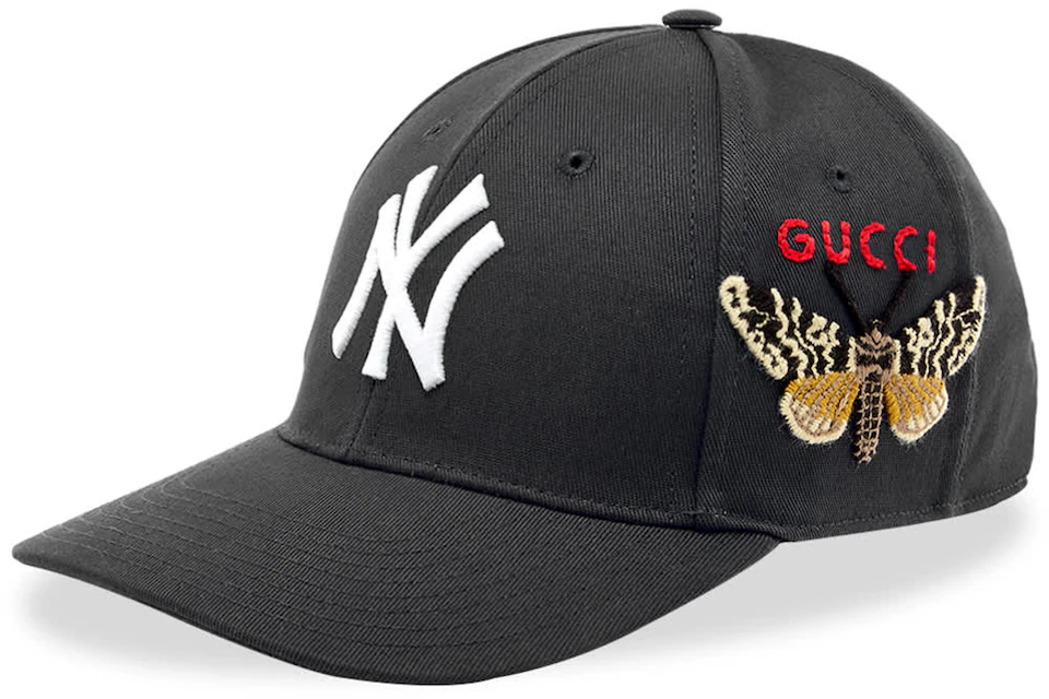 Gucci NY Yankees Embroidered Butterfly Baseball Cap Black