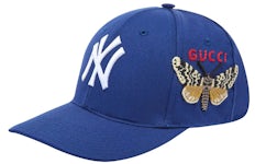 Gucci NY Yankees Embroidered Butterfly Baseball Cap Blue