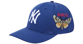 Gucci NY Yankees Embroidered Butterfly Baseball Cap Blue