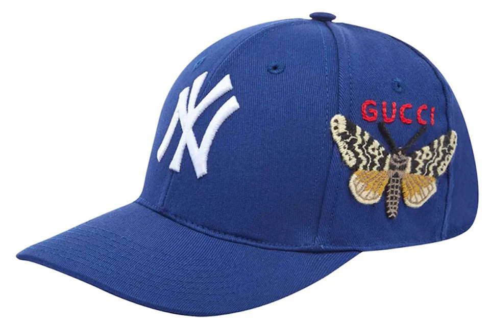 Casquette de baseball Gucci NY Yankees broderie papillon bleu