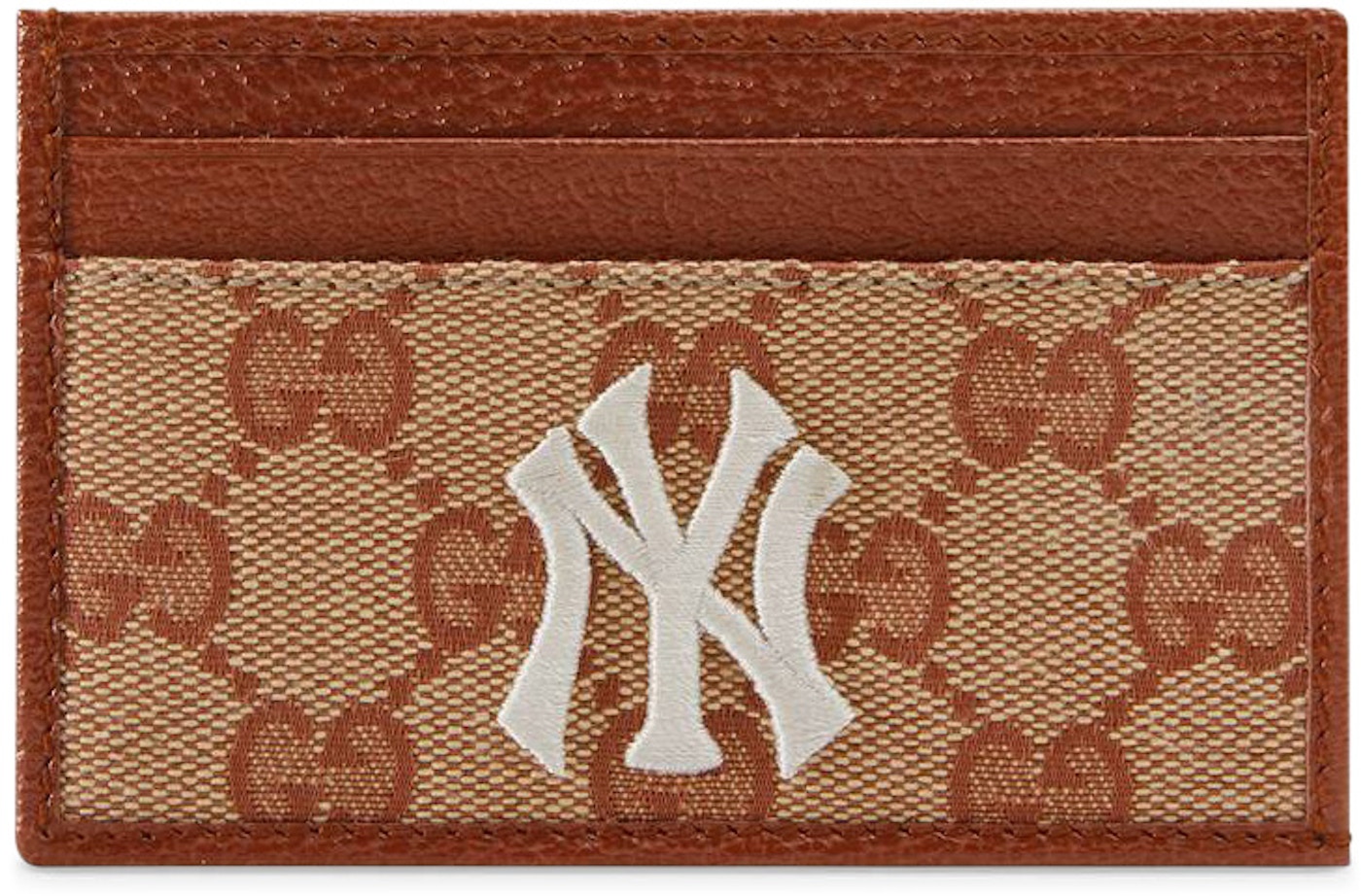 plakat videnskabsmand Abundantly Gucci NY Yankees Patch Card Case GG Beige/Brick Red in Canvas