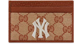 Gucci NY Yankees Patch Card Case GG Beige/Brick Red