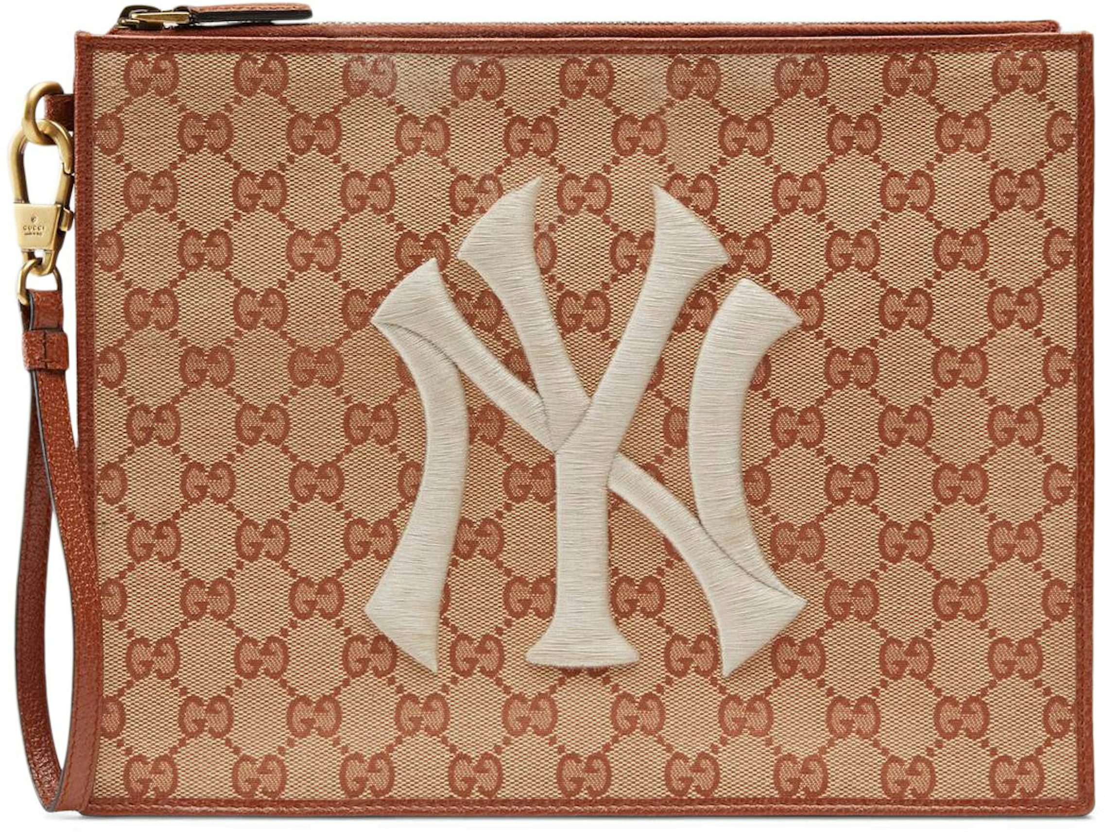Gucci New York Yankees Patch Wallet GG Beige/Brick Red in Canvas - US