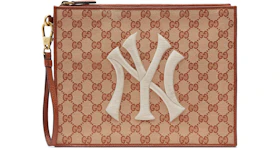 Gucci NY Yankees Patch Pouch GG Beige/Brick Red