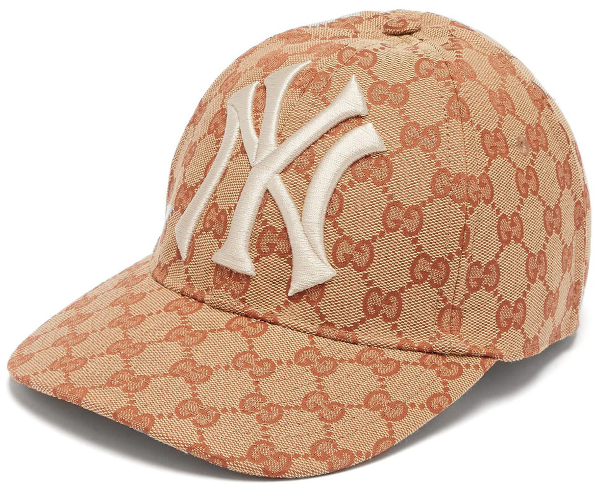 Optimal glæde serviet Gucci NY Yankees-logo GG Cap Beige in Supreme Canvas - US