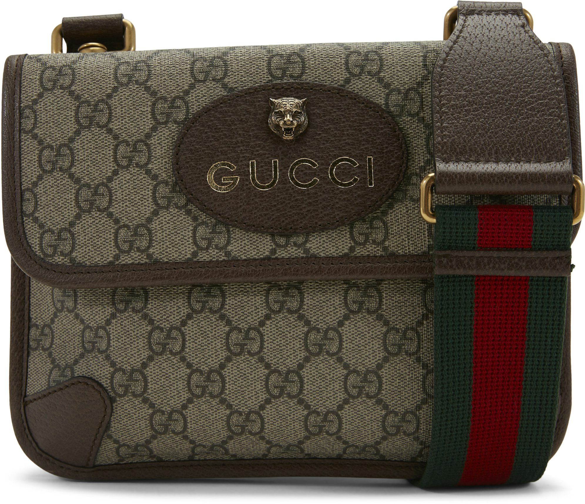 Buy GUCCI Men's Small Flat GG Supreme Canvas Messenger Bag, Brown, One Size  at