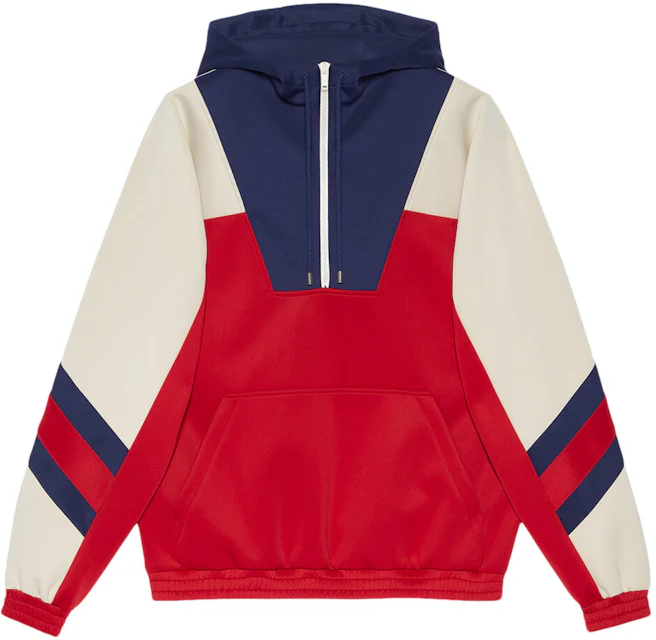 Gucci Neoprene Half-Zip Webbed Jacket Red/Ivory/Blue/Red Men's - SS23 - US