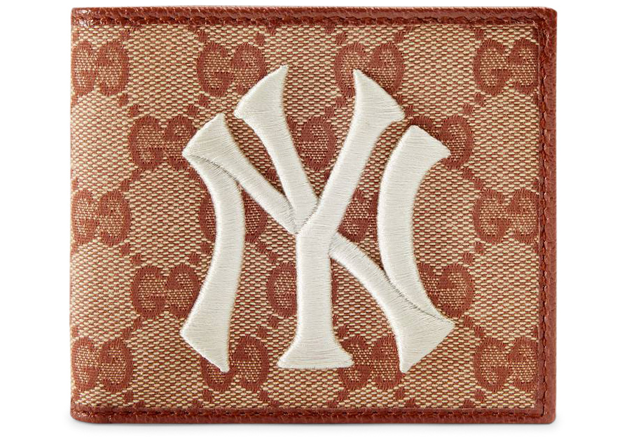 Gucci New York Yankees Patch Wallet GG Beige/Brick Red in Canvas - US