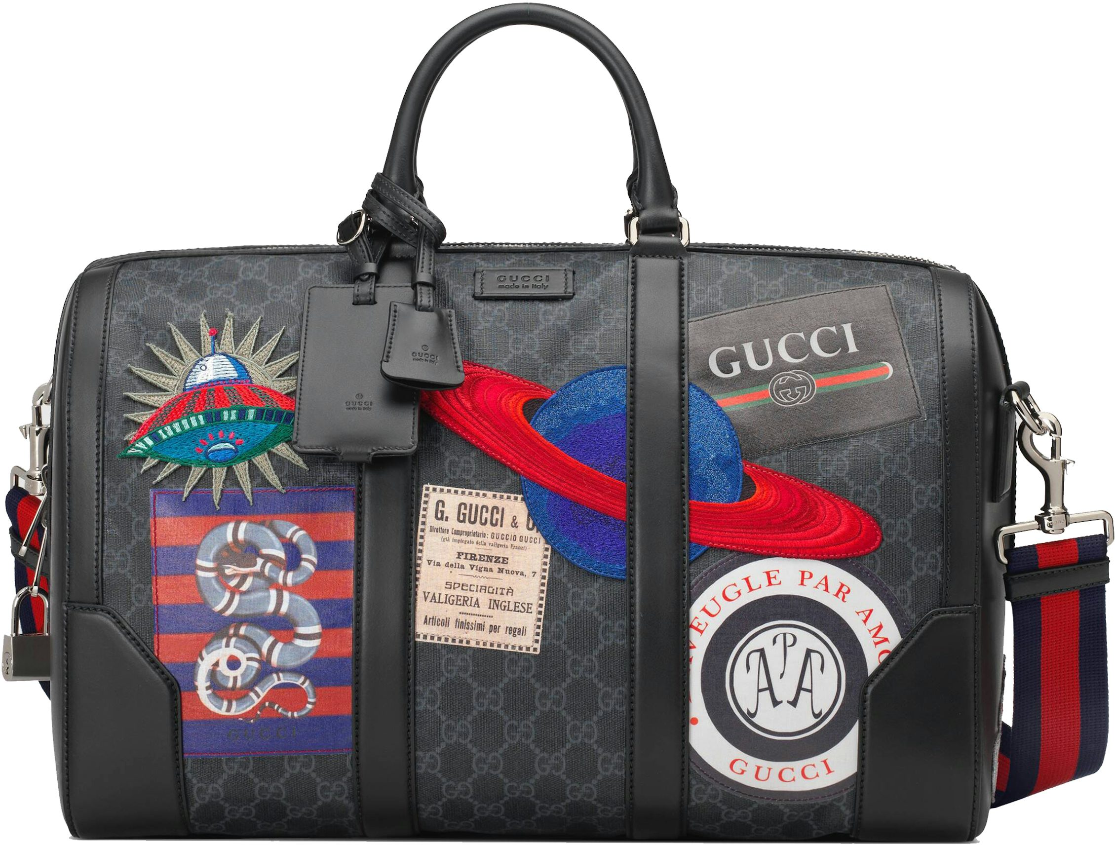 Gucci Night Courrier Carry-On Duffle Soft GG Supreme Black/Grey