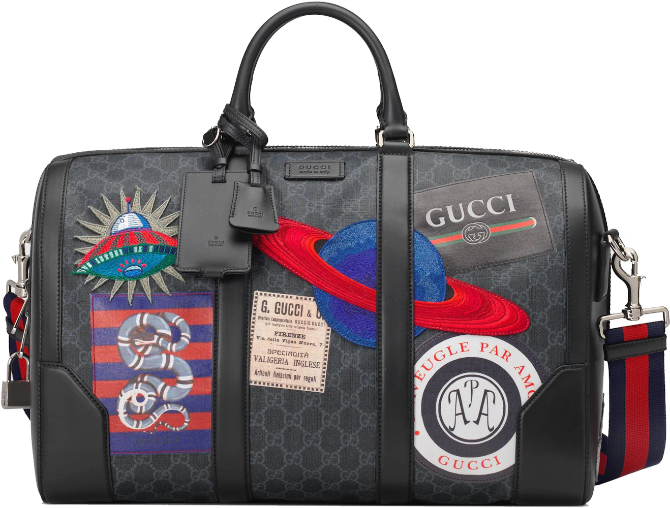 Gucci Duffle Bag, Black Soft GG Supreme Night