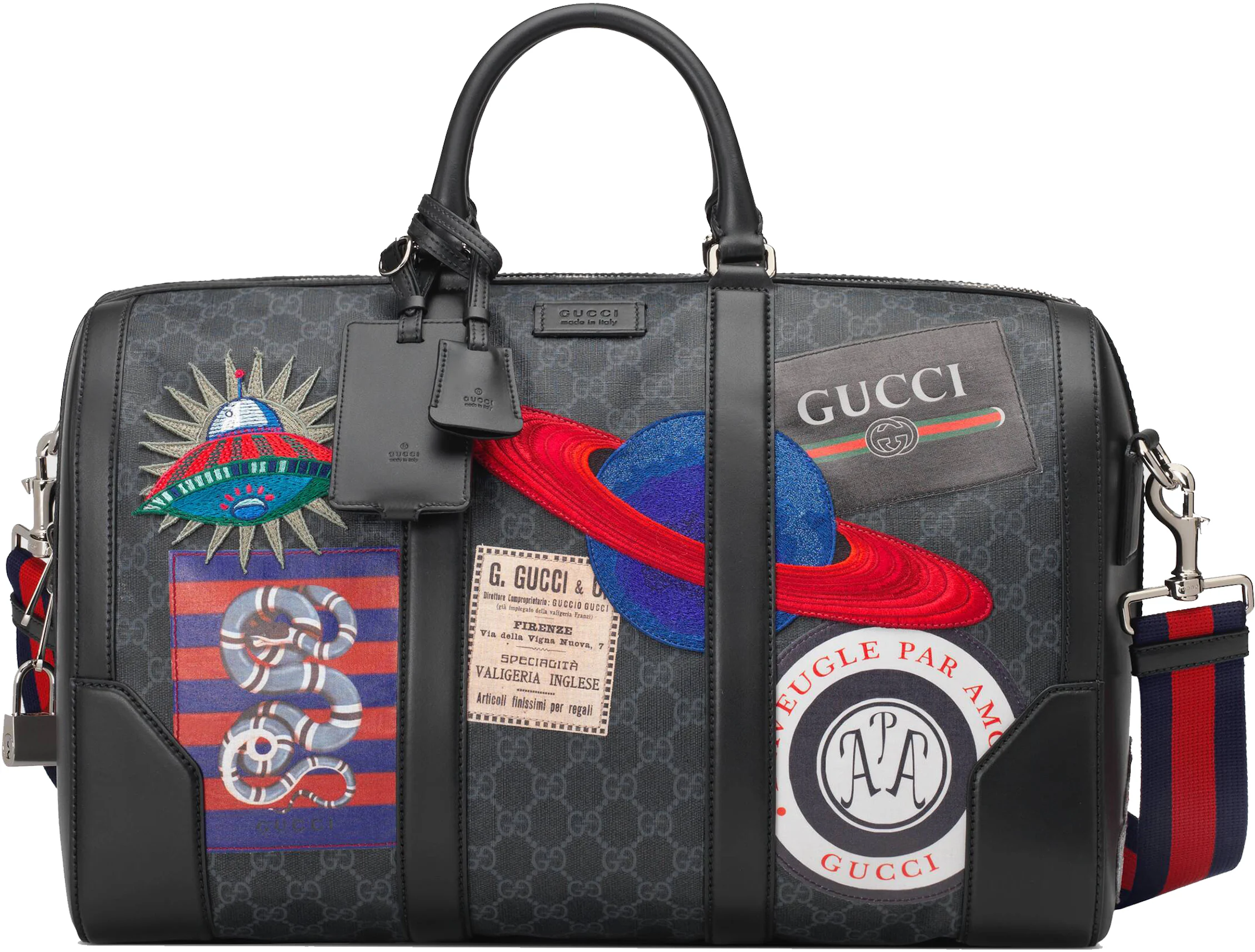 Gucci Night Courrier Carry-On Duffle Soft GG Supreme Black/Grey in ...