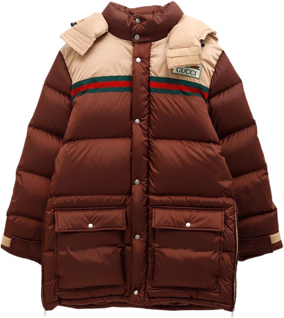 Green GG-jacquard quilted down coat, Gucci