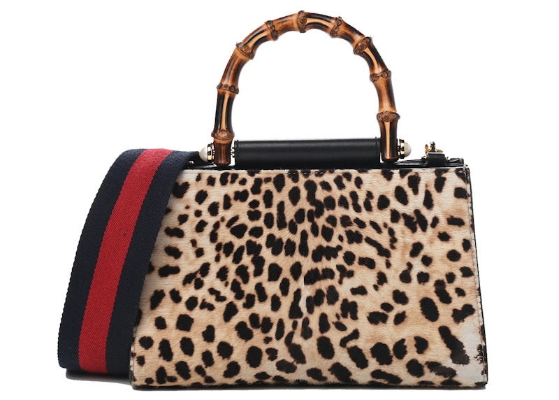 Gucci Nymphaea Top Handle Bag Leopard Multicolor in Calfskin