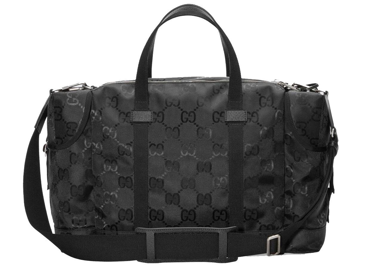 Small duffle bag with tonal Double G in black leather | GUCCI® LU