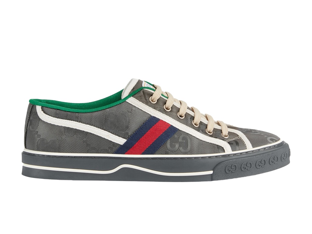 Pre-owned Gucci Off The Grid Tennis 1977 Low Econyl Dark Grey Gg Blue Red White In Dark Grey Gg/blue/red
