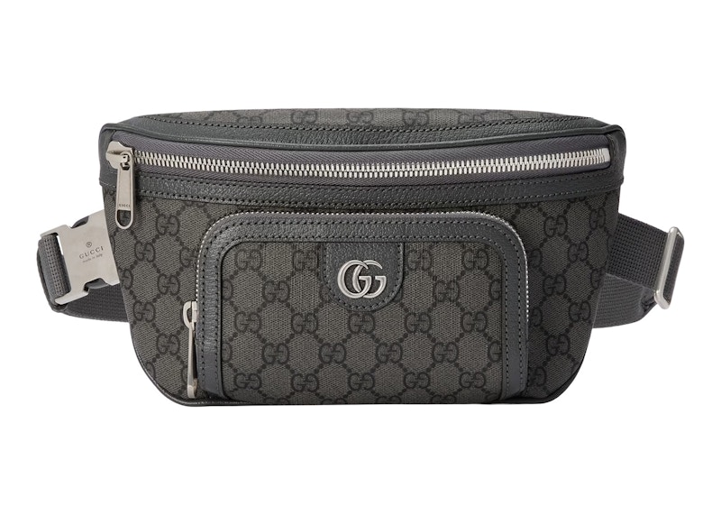 Gucci Ophidia Belt Bag Grey Black in GG Supreme Canvas with