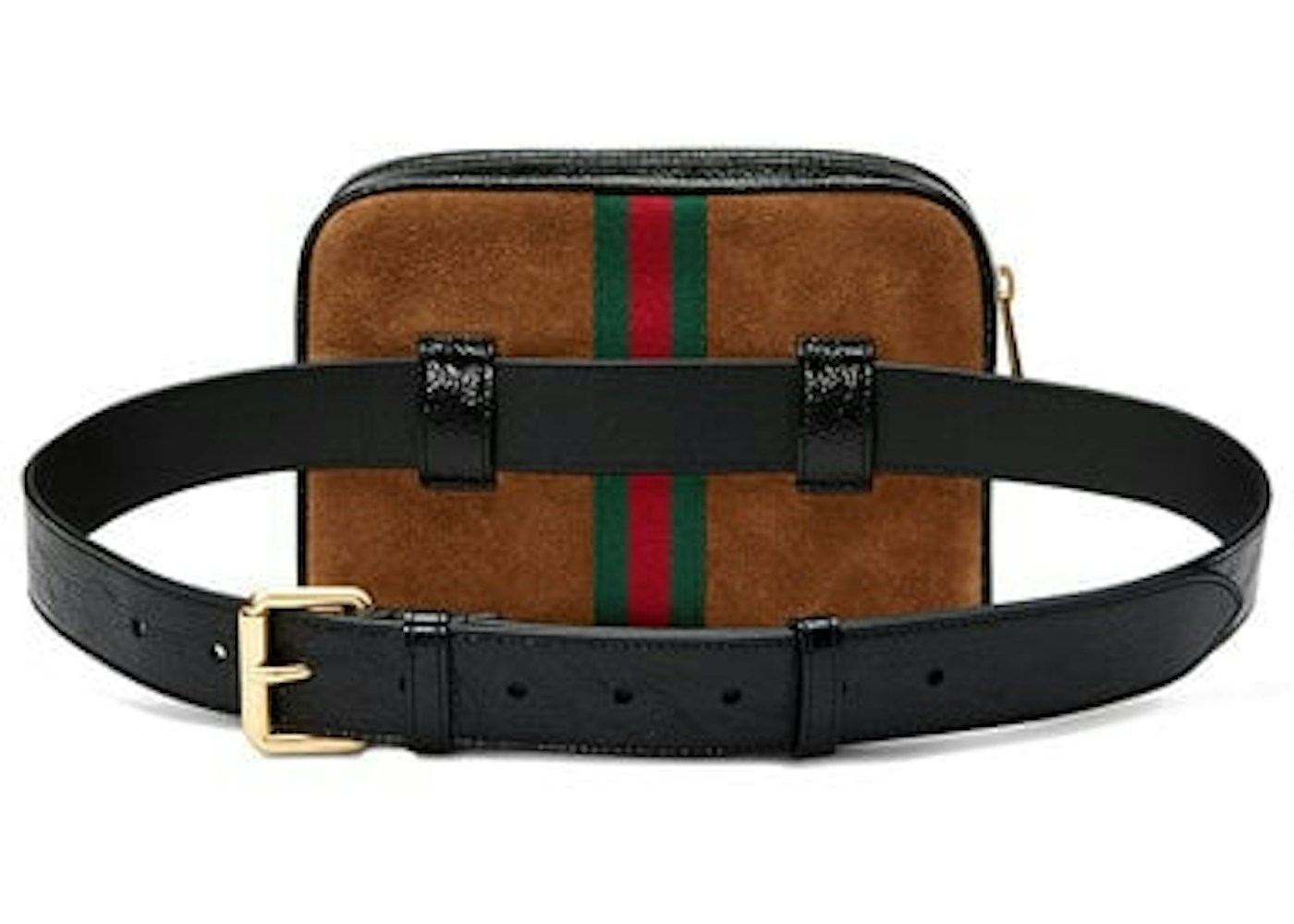 Gucci Ophidia Belt Bag Small Chesnut in Suede/Patent Leather with Gold-Tone