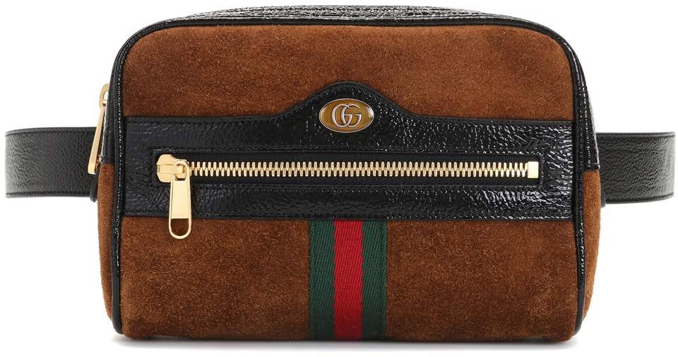 Gucci Ophidia Belt Bag Small Chesnut in Suede/Patent Leather with Gold-Tone  - US