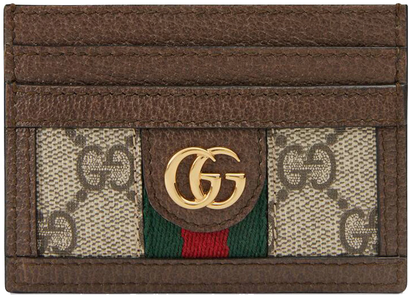 Gucci Ophidia Card Case GG Supreme Beige/Ebony in Canvas with Gold-tone ...