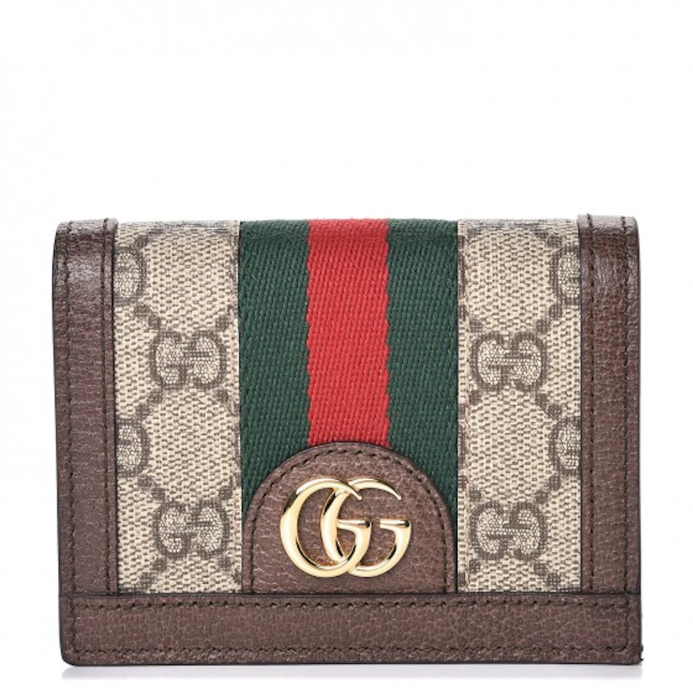 Gucci Ophidia Card Case Monogram GG Supreme Web Brown in Coated Canvas ...