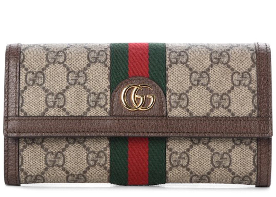 Pre-owned Gucci Ophidia Continental Wallet Gg Web Beige/ebony