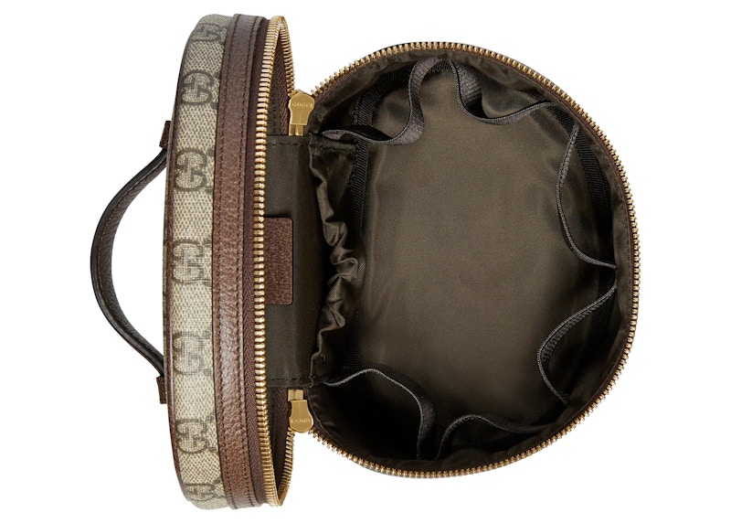 Gucci Ophidia Cosmetic Case Beige/Ebony in Canvas/Leather with Goldtone GB