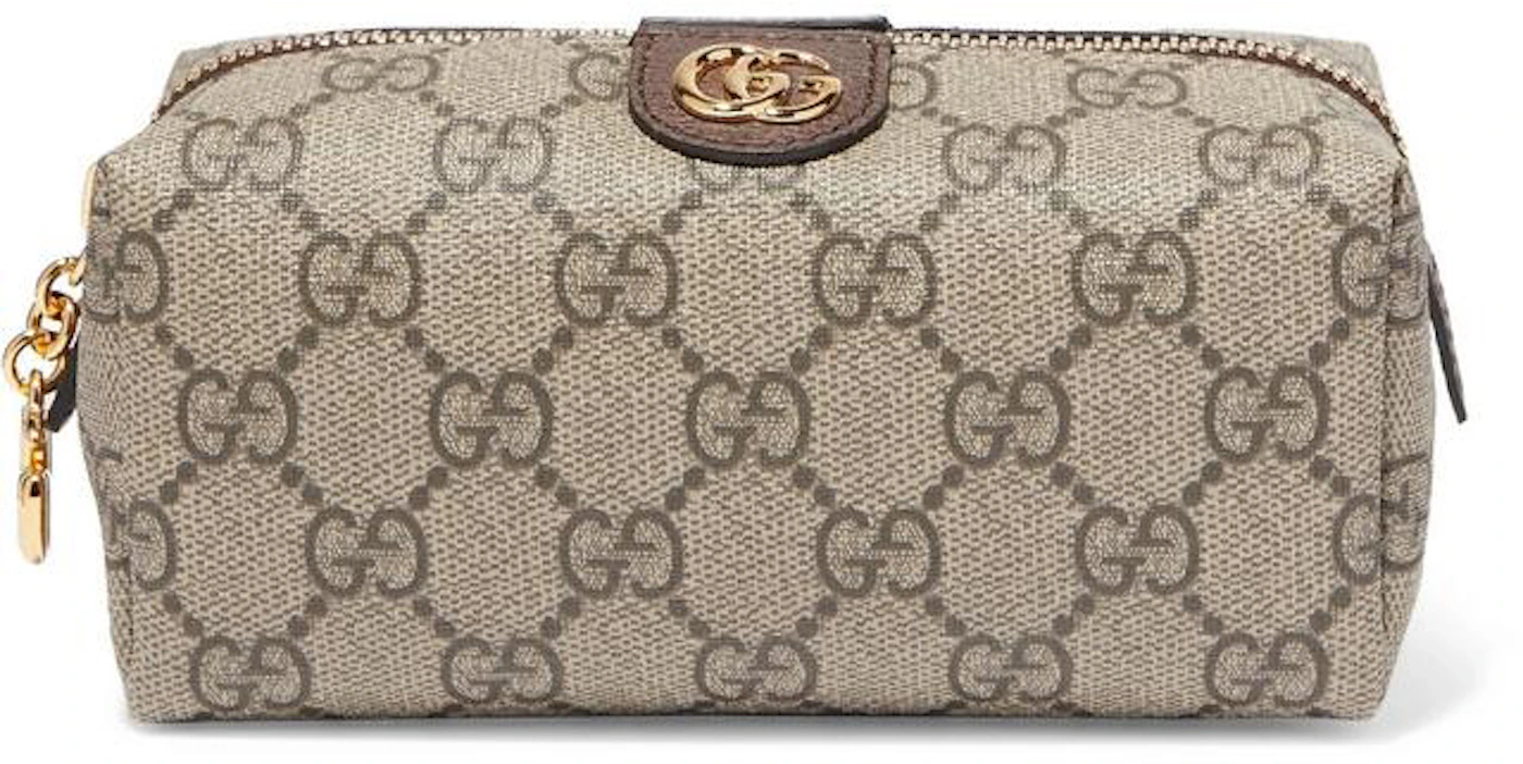 Gucci Ophidia Cosmetic Case GG Supreme Small Beige/Ebony in Coated  Canvas/Leather with Gold-tone - US