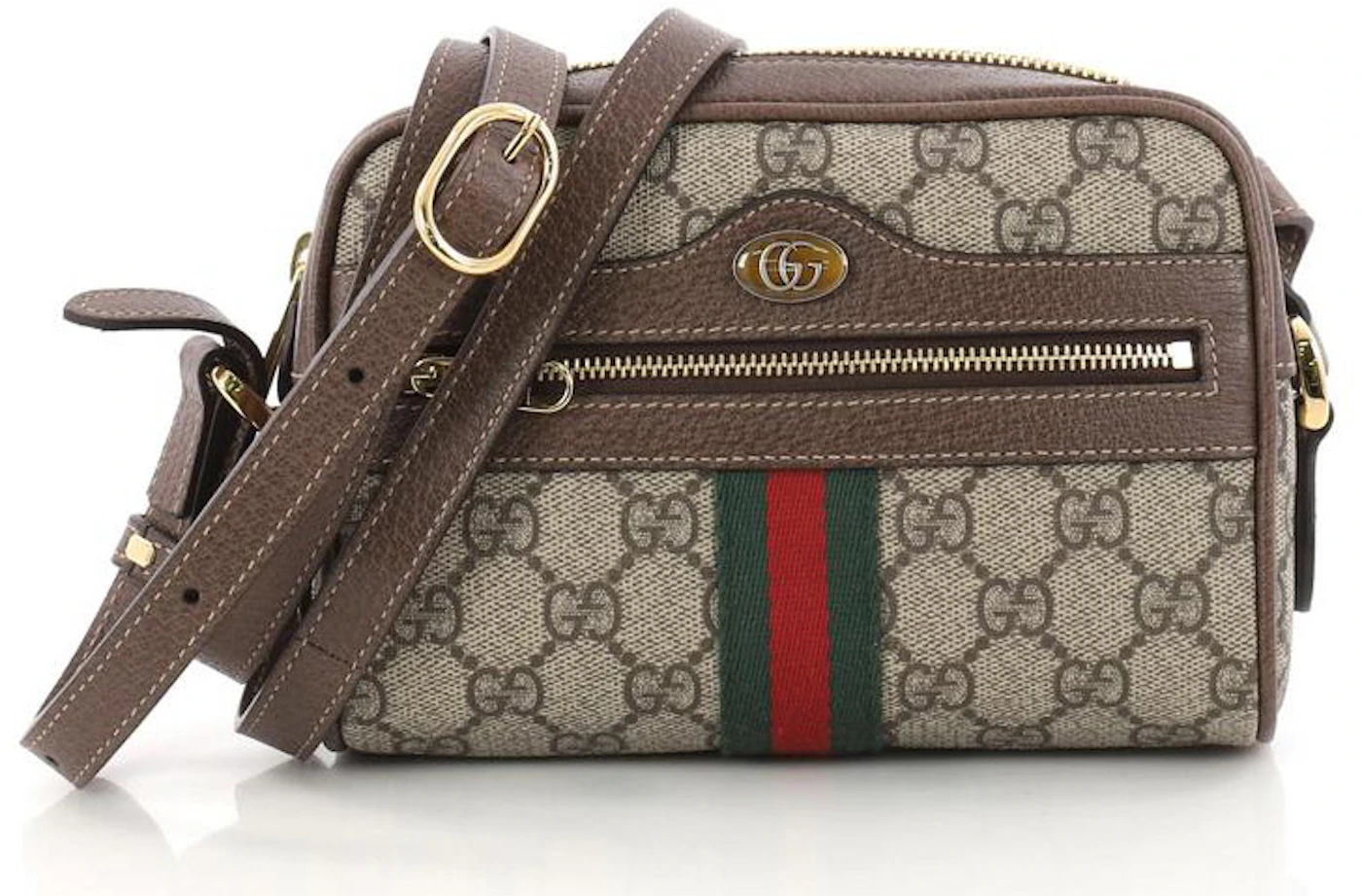 Gucci Ophidia Crossbody Monogram GG Mini Brown in Coated Canvas/Leather ...