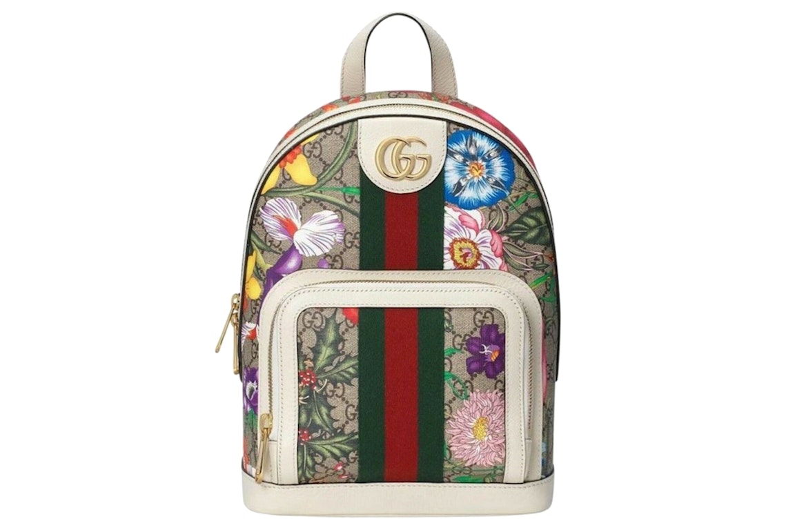 Pre-owned Gucci Ophidia Flora Backpack White