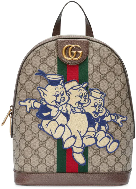 Gucci Ophidia GG Backpack Three Little Pigs Beige/Ebony in Canvas with ...