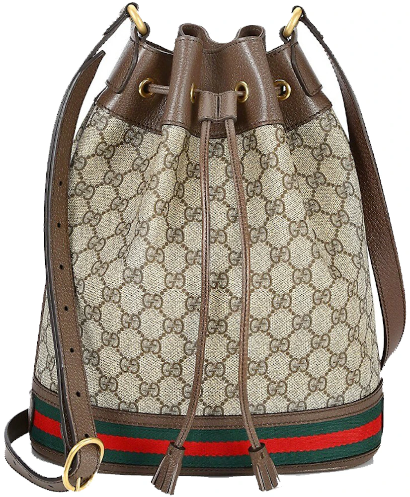 Gucci Ophidia GG Bucket Bag Beige/Ebony in Canvas/Leather with Gold ...