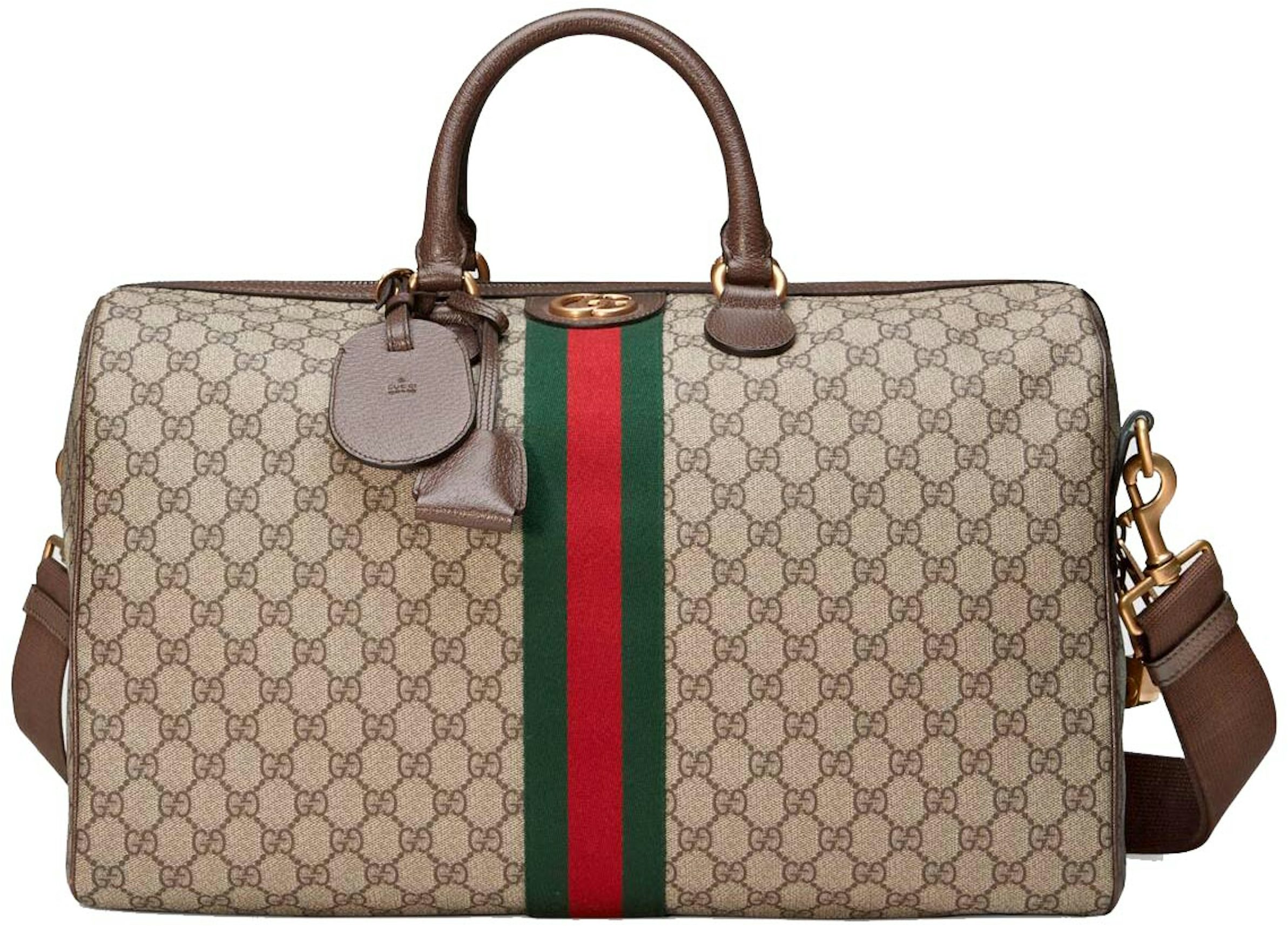 Gucci Beige/Ebony GG Supreme Canvas And Leather Medium Four Wheel Carry-On  Suitcase Gucci