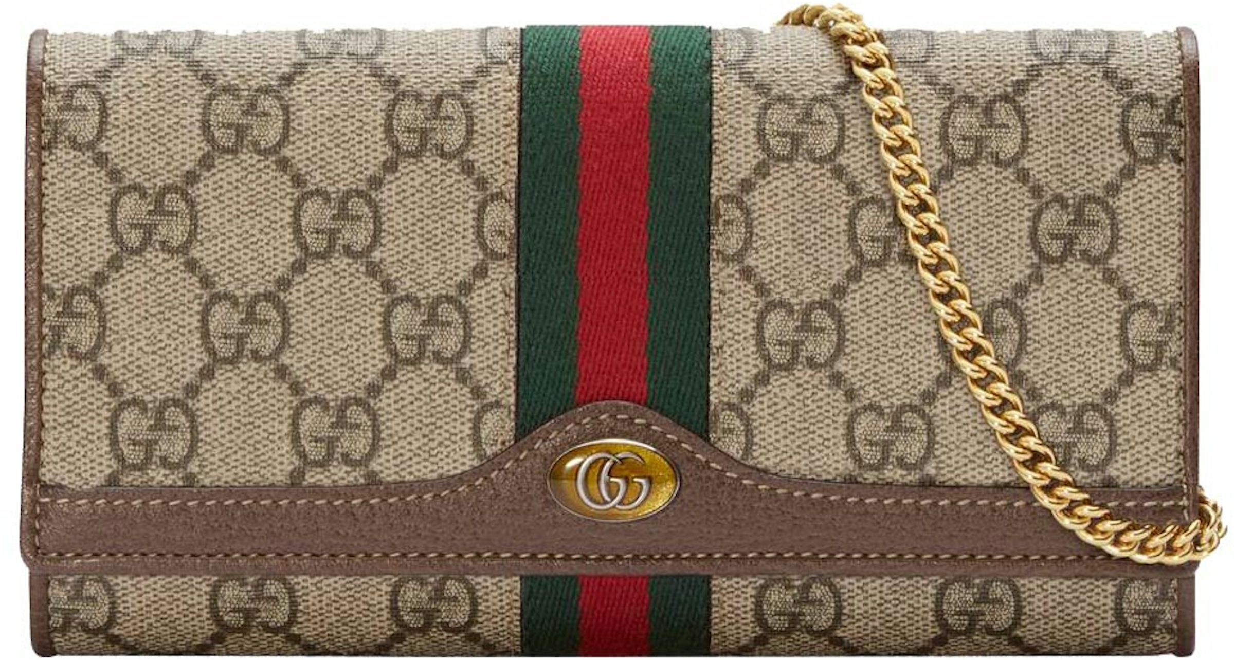 Gucci Beige & Brown Mini Ophidia Wallet & Pouch