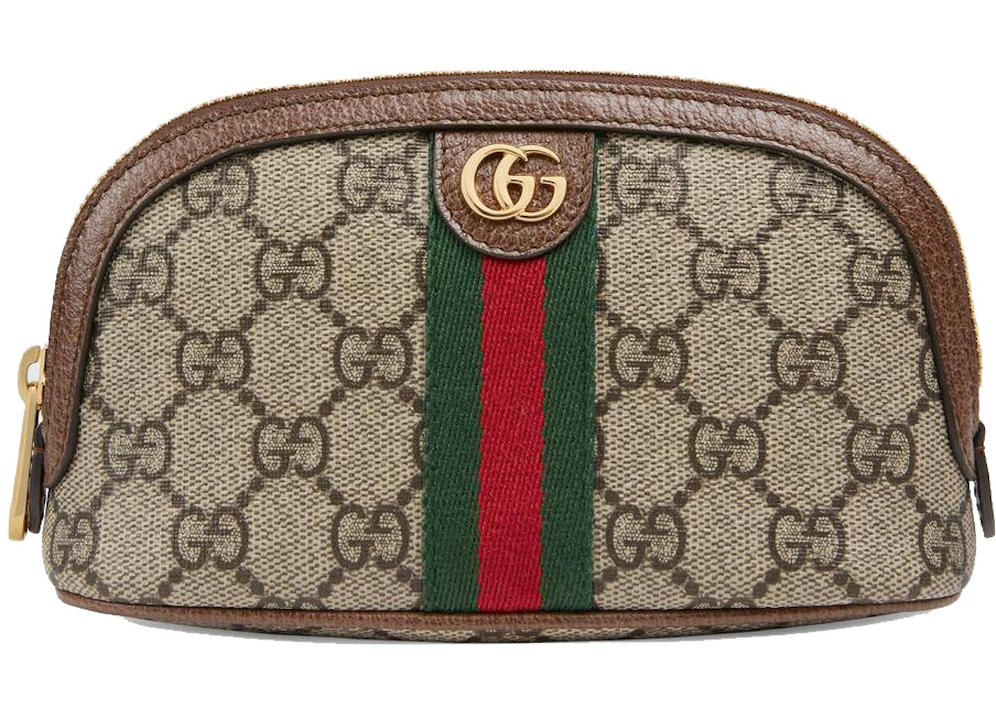Gucci Ophidia GG Medium Cosmetic Case Beige/Ebony in Canvas with Gold-tone