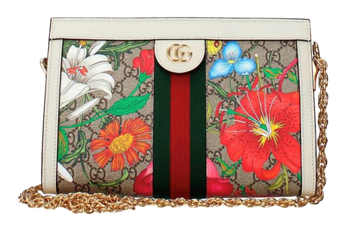 Pre-owned Gucci Ophidia Gg Shoulder Bag Flora Ivory