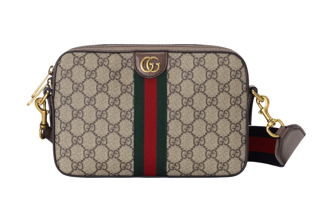 Pre-owned Gucci Ophidia Gg Shoulder Bag Gg Supreme Canvas Beige/ebony/green/red