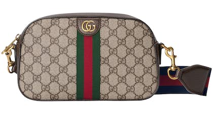 Gucci Ophidia GG Web Shoulder Small Beige in Canvas with Gold-tone - US