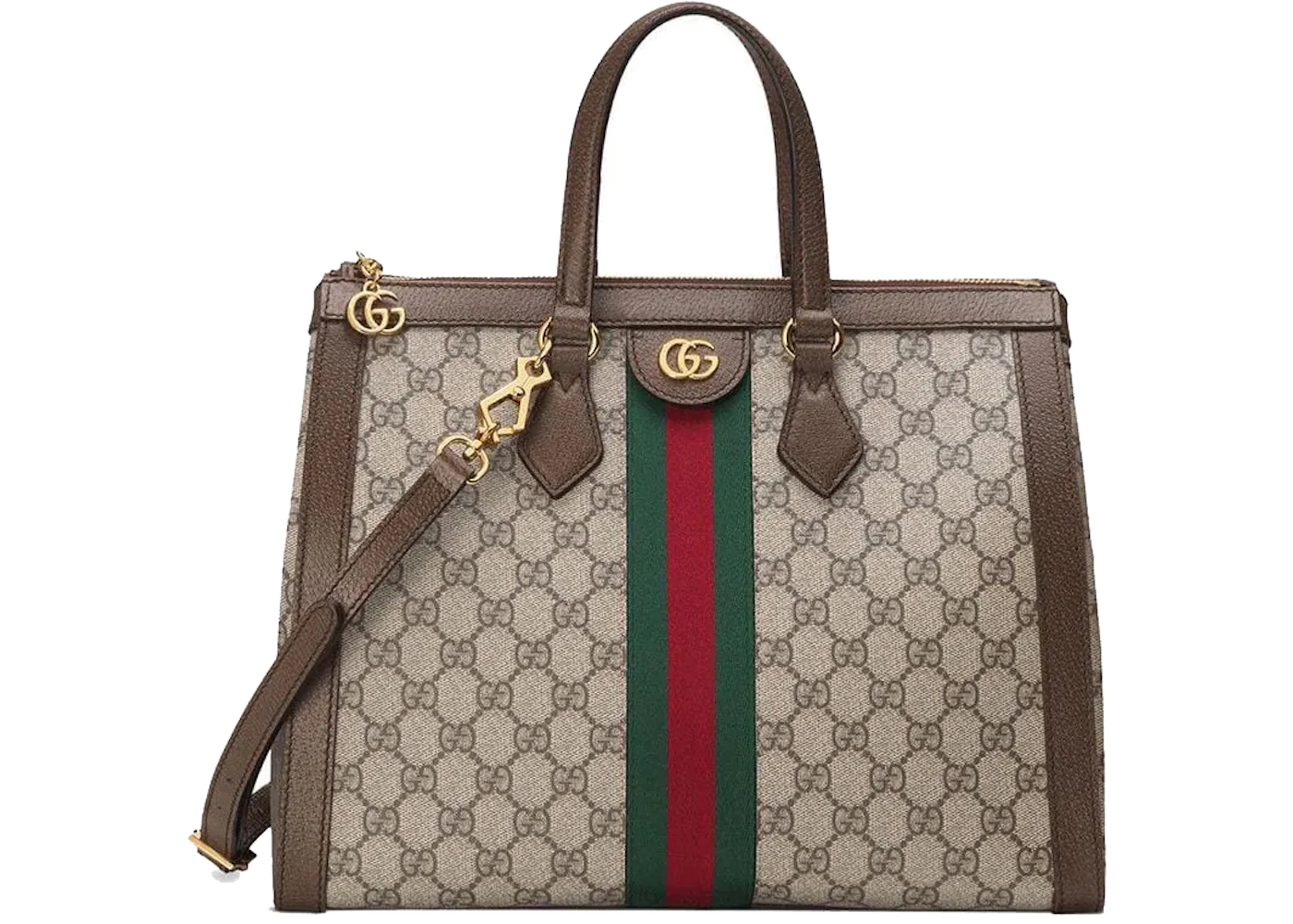 Gucci Ophidia GG Bolso Asa Superior Mediano Beige/Ébano in Coated