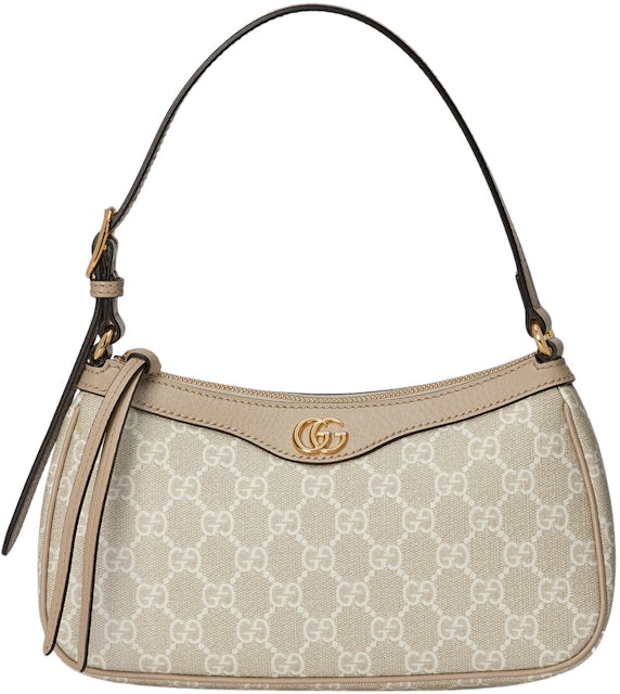 Ophidia GG mini shoulder bag in beige and white canvas