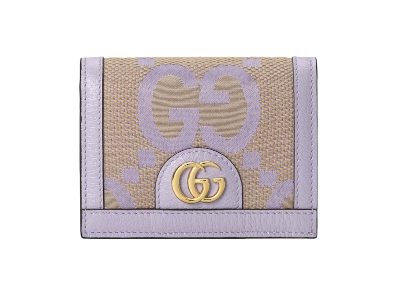 Pre-owned Gucci Women's  Ophidia Jumbo Gg Card Case In Beige/lilac