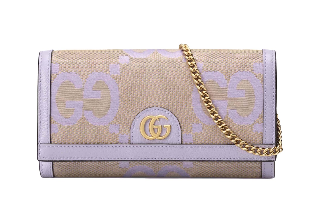 Pre-owned Gucci Ophidia Jumbo Gg Continental Wallet Beige/lilac