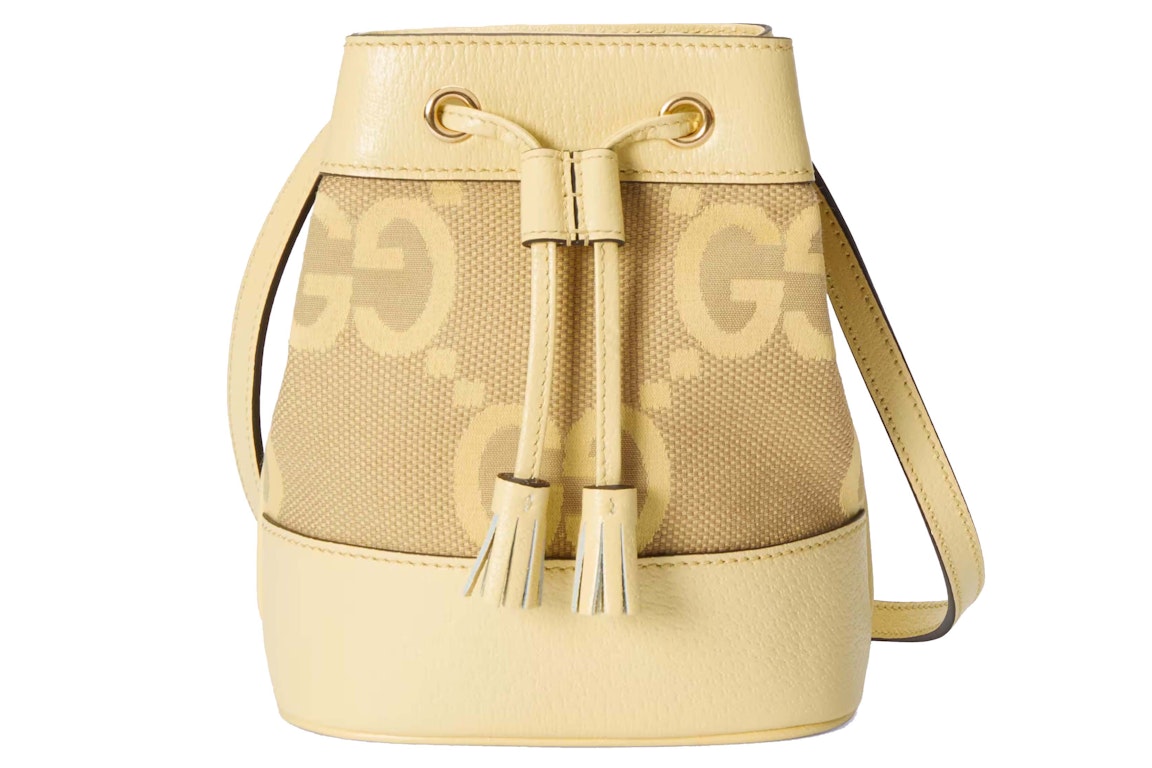 Pre-owned Gucci Ophidia Jumbo Gg Mini Bucket Bag Camel/banana
