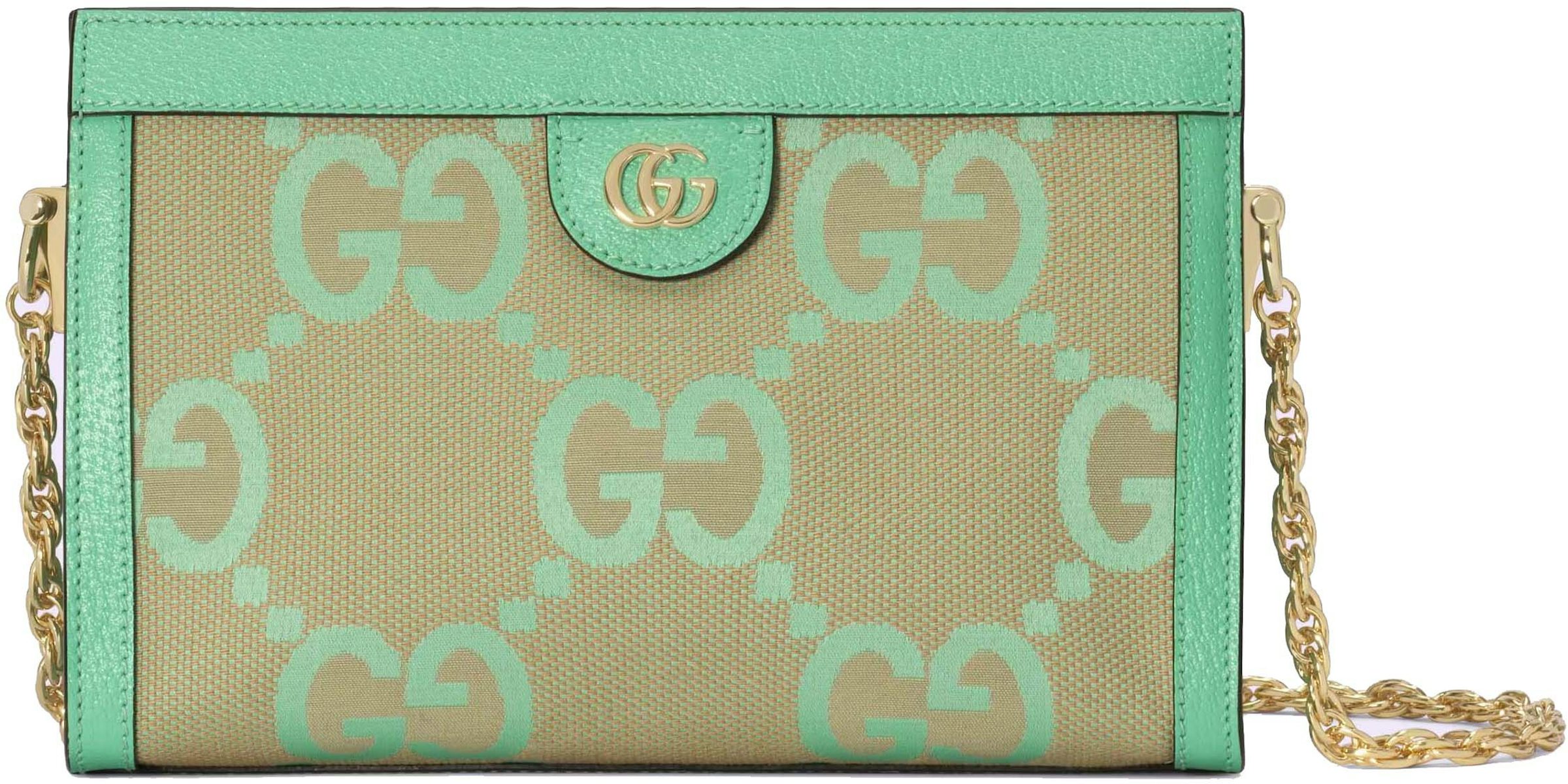 Gucci Ophidia Jumbo GG Small Shoulder Bag Beige/Green Mint in Canvas with  Gold-tone - US