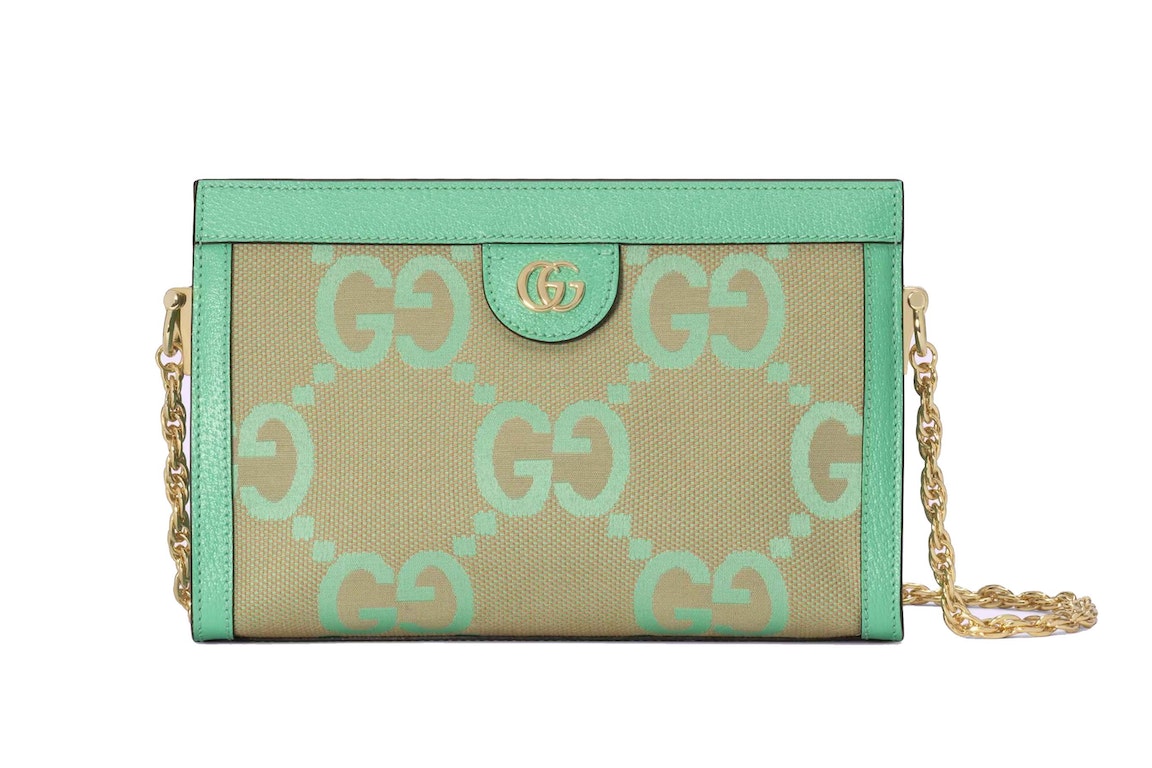 Pre-owned Gucci Ophidia Jumbo Gg Small Shoulder Bag Beige/green Mint