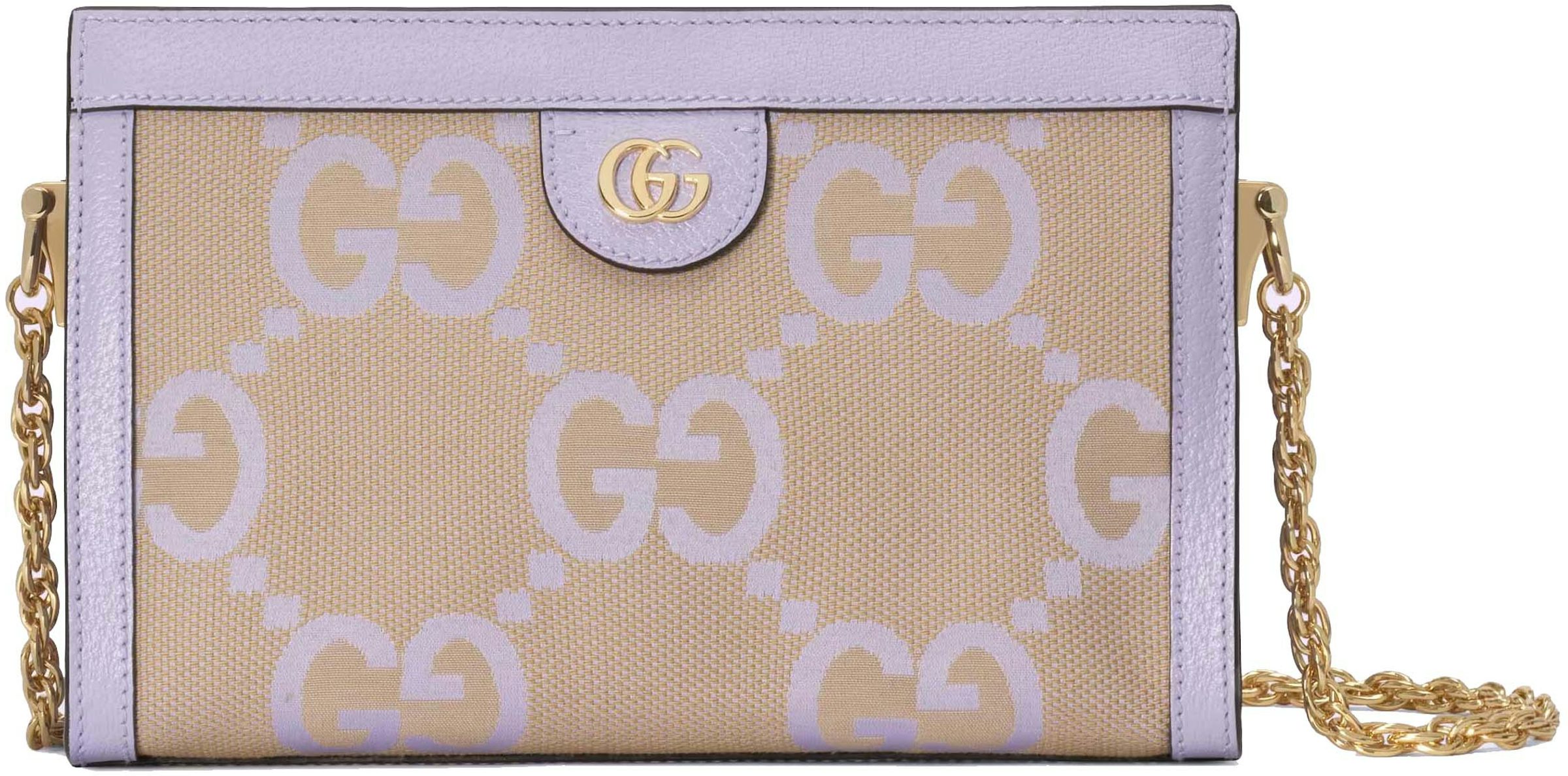 Gucci Ophidia Jumbo GG Small Shoulder Bag Camel/Lilac in Canvas